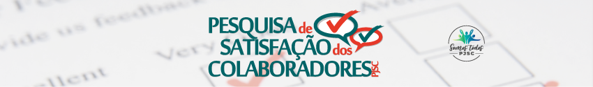 Banner com a identidade visual do programa pesquisa de satisfação dos colaboradores pjsc