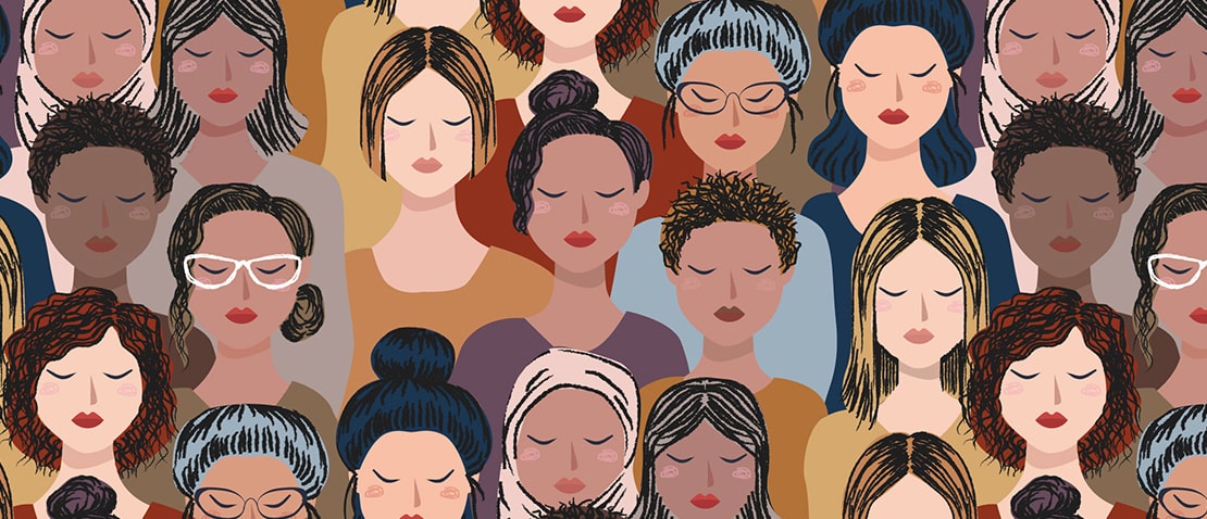 Várias figuras femininas estilizadas.