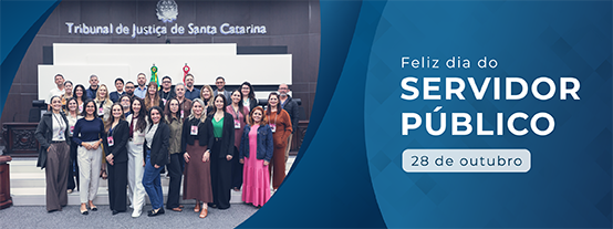 Banner com foto de servidores à esquerda e à direita texto branco sobre o fundo azul: Feliz Dia do Servidor Público - 28 de outubro