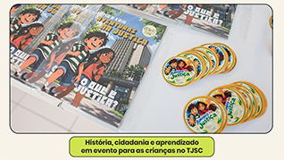 Banner com imagem da revista Aventuras na Justiça