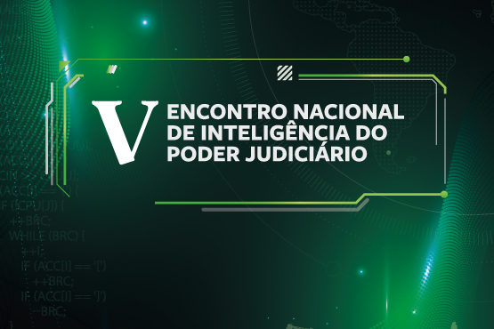 Banner do V Encontro Nacional de Inteligência do Poder Judiciário.