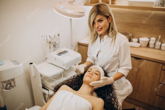 Paciente em sala de estética.