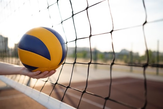 Bola de vôlei e rede.