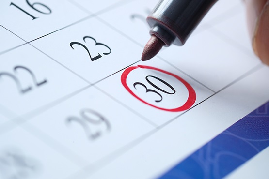 Data marcada em calendário