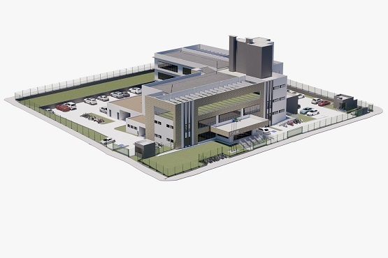 Arte gráfica em 3D de uma edificação pronta.