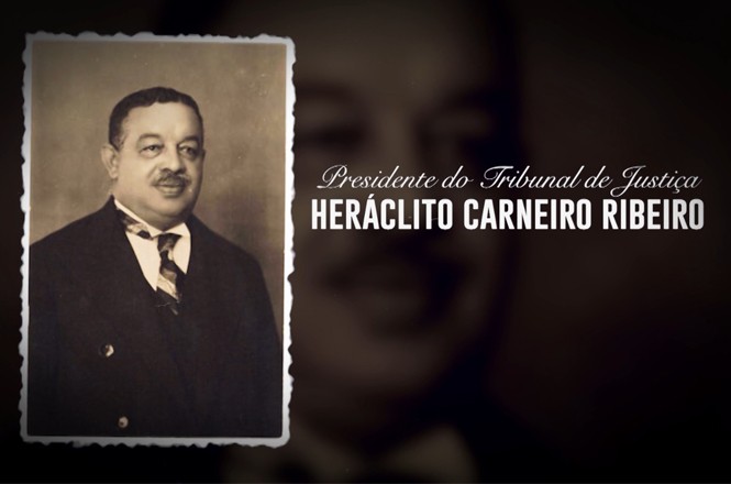 A imagem apresenta uma fotografia do desembargador Heráclito Carneiro Ribeiro. A fotografia é antiga e tem bordas brancas. Do lado do retrato está o nome do desembargador.