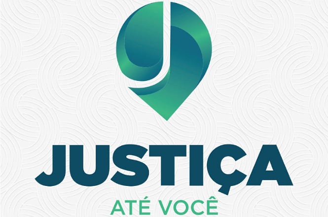 Arte gráfica: identidade visual do programa Justiça Até Você, iniciativa do Poder Judiciário voltada à ampliação do acesso à Justiça e à aproximação dos serviços judiciais da população.