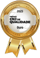 Medalha dourada com as inscrições: 2023, Prêmio CNJ de Qualidade e Ouro